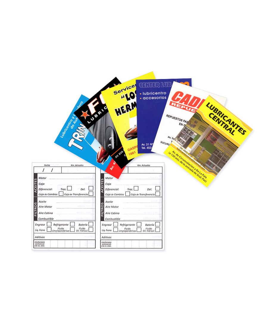 Tarjetas para Cambio de Aceite Librito Reciclo